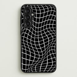 Black Wavy Grid Pattern  -  Phone Case for Galaxy A14