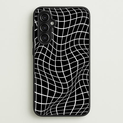 Black Wavy Grid Pattern  -  Phone Case for Galaxy A14