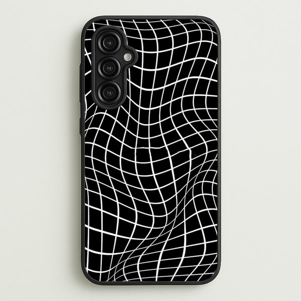 Black Wavy Grid Pattern  -  Phone Case for Galaxy A14