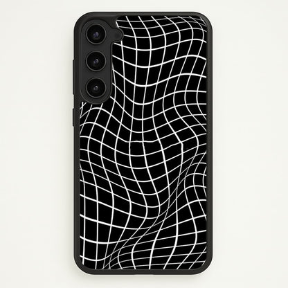 Black Wavy Grid Pattern  -  Phone Case for Galaxy S23 Plus