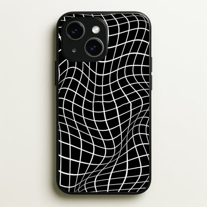 Black Wavy Grid Pattern  -  Phone Case for iPhone 14 Plus