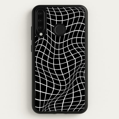 Black Wavy Grid Pattern  -  Phone Case for Huawei P30 Lite