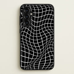 Black Wavy Grid Pattern  -  Phone Case for Galaxy A54