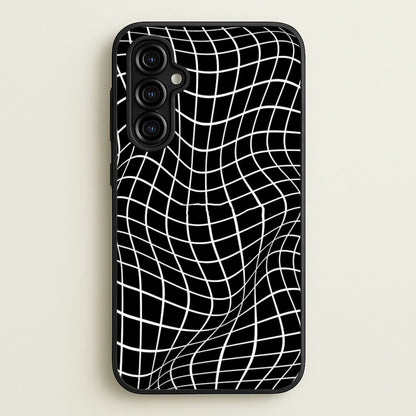 Black Wavy Grid Pattern  -  Phone Case for Galaxy A54