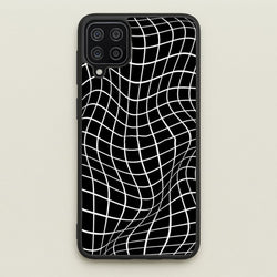 Black Wavy Grid Pattern  -  Phone Case for Galaxy A12