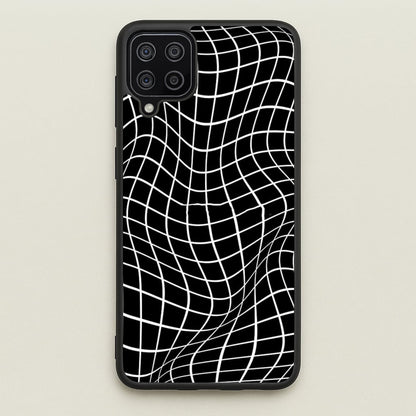 Black Wavy Grid Pattern  -  Phone Case for Galaxy A12