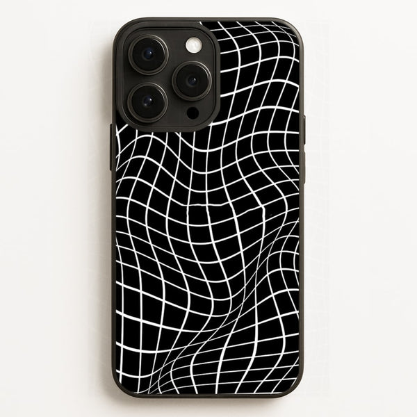 Black Wavy Grid Pattern  -  Phone Case for iPhone 12 Pro Max