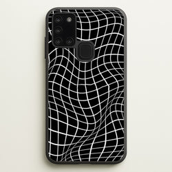 Black Wavy Grid Pattern  -  Phone Case for Galaxy A21s