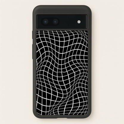 Black Wavy Grid Pattern  -  Phone Case for Google Pixel 6a