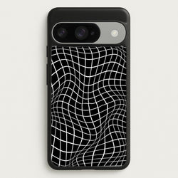 Black Wavy Grid Pattern Phone Case for Google Pixel 10 / 10 Pro