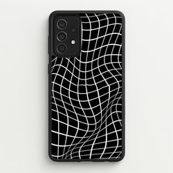 Black Wavy Grid Pattern  -  Phone Case for Galaxy A52 / A52s