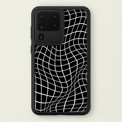 Black Wavy Grid Pattern  -  Phone Case for Galaxy S20 Ultra