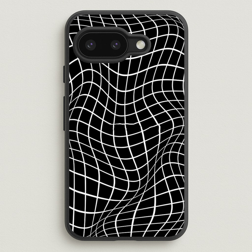 Black Wavy Grid Pattern  -  Phone Case for Google Pixel 9a
