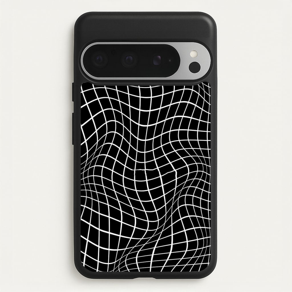 Black Wavy Grid Pattern  -  Phone Case for Google Pixel 9 Pro XL
