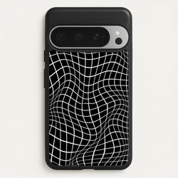 Black Wavy Grid Pattern  -  Phone Case for Google Pixel 9 Pro XL