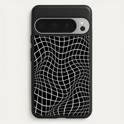 Black Wavy Grid Pattern  -  Phone Case for Google Pixel 9 Pro XL