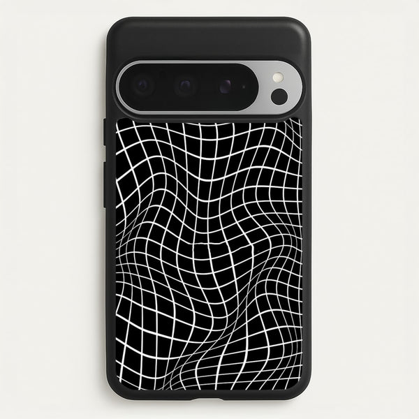 Black Wavy Grid Pattern  -  Phone Case for Google Pixel 9 Pro XL