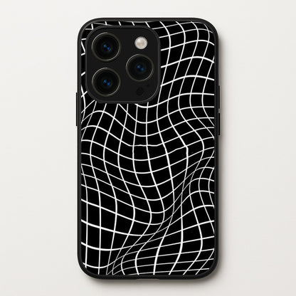 Black Wavy Grid Pattern  -  Phone Case for iPhone 14 Pro