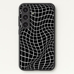 Black Wavy Grid Pattern  -  Phone Case for Galaxy S25