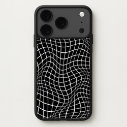 Black Wavy Grid Pattern Phone Case for iPhone 17 Pro Max