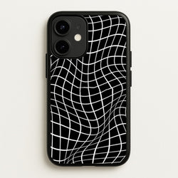 Black Wavy Grid Pattern  -  Phone Case for iPhone 12 / 12 Pro