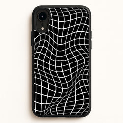 Black Wavy Grid Pattern  -  Phone Case for iPhone XR