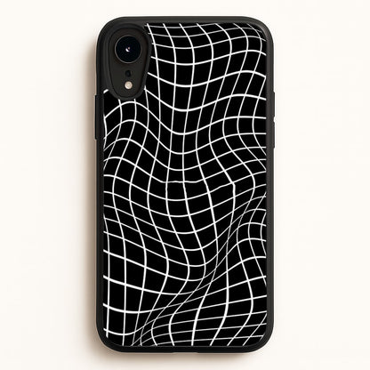 Black Wavy Grid Pattern  -  Phone Case for iPhone XR