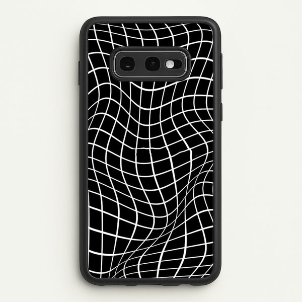 Black Wavy Grid Pattern  -  Phone Case for Galaxy S10e