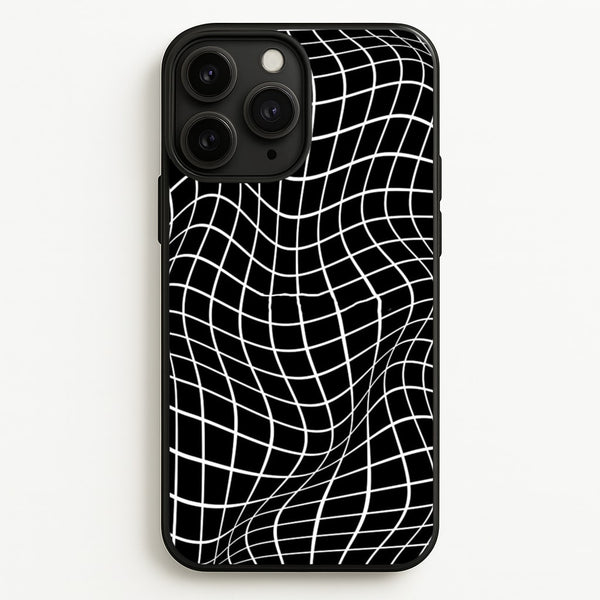 Black Wavy Grid Pattern  -  Phone Case for iPhone 11 Pro