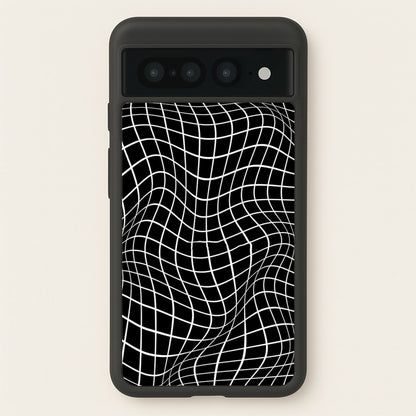 Black Wavy Grid Pattern  -  Phone Case for Google Pixel 7 Pro