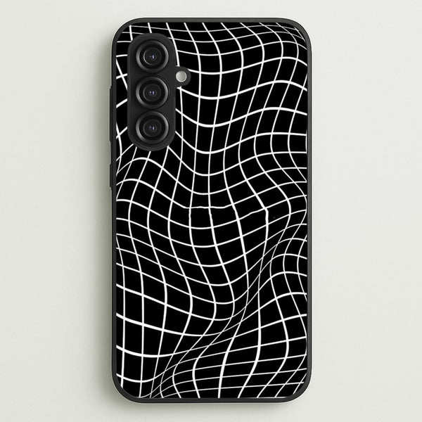 Black Wavy Grid Pattern  -  Phone Case for Galaxy S23FE