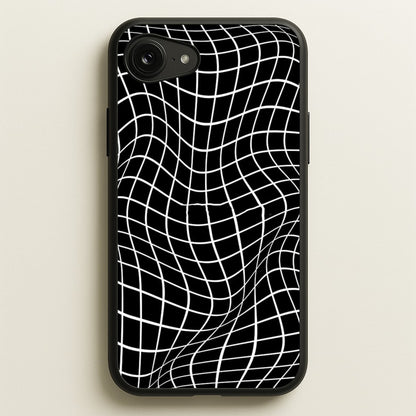 Black Wavy Grid Pattern  -  Phone Case for iPhone 16e