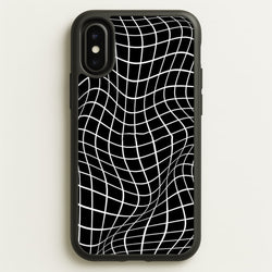 Black Wavy Grid Pattern  -  Phone Case for iPhone X / XS