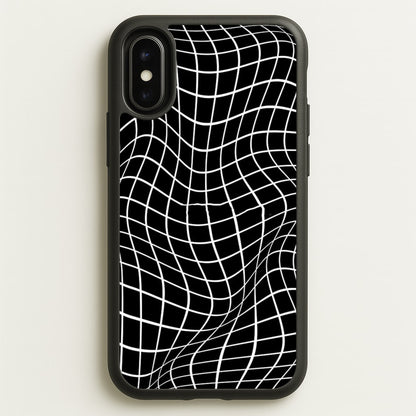 Black Wavy Grid Pattern  -  Phone Case for iPhone X / XS