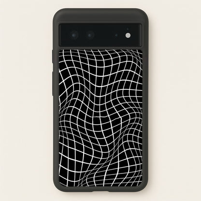 Black Wavy Grid Pattern  -  Phone Case for Google Pixel 6