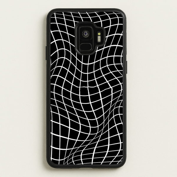Black Wavy Grid Pattern  -  Phone Case for Galaxy S9