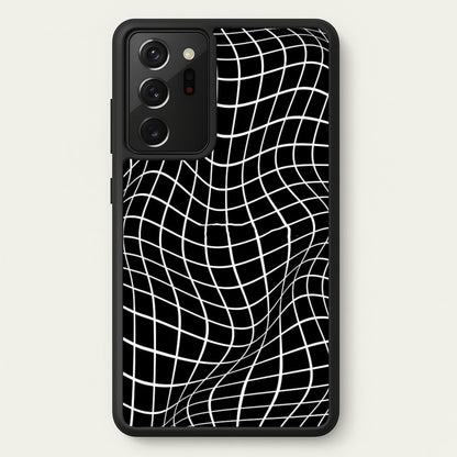 Black Wavy Grid Pattern  -  Phone Case for Galaxy Note 20 Ultra