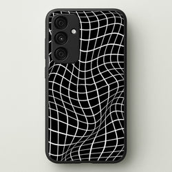 Black Wavy Grid Pattern  -  Phone Case for Galaxy A15
