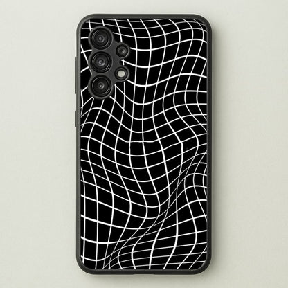 Black Wavy Grid Pattern  -  Phone Case for Galaxy A13