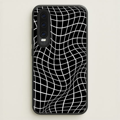 Black Wavy Grid Pattern  -  Phone Case for Huawei P30