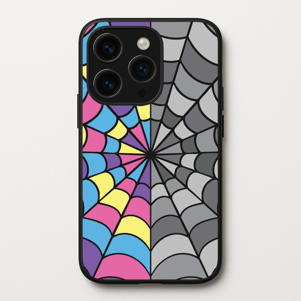 Colourful And Gray Spiderweb  - Wednesday Phone Case for iPhone 15 Pro Max