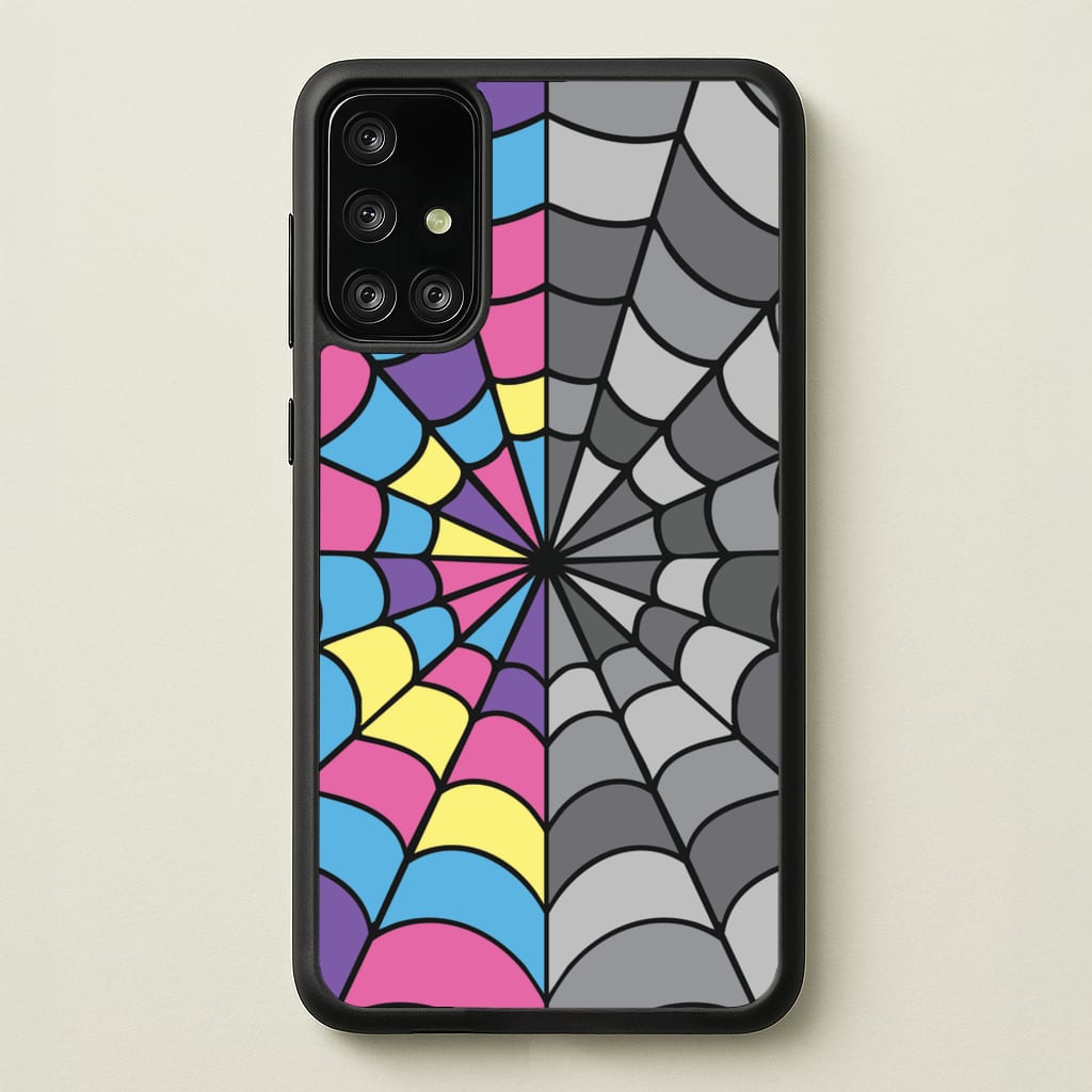 Colourful And Gray Spiderweb  - Wednesday Phone Case for Galaxy A71