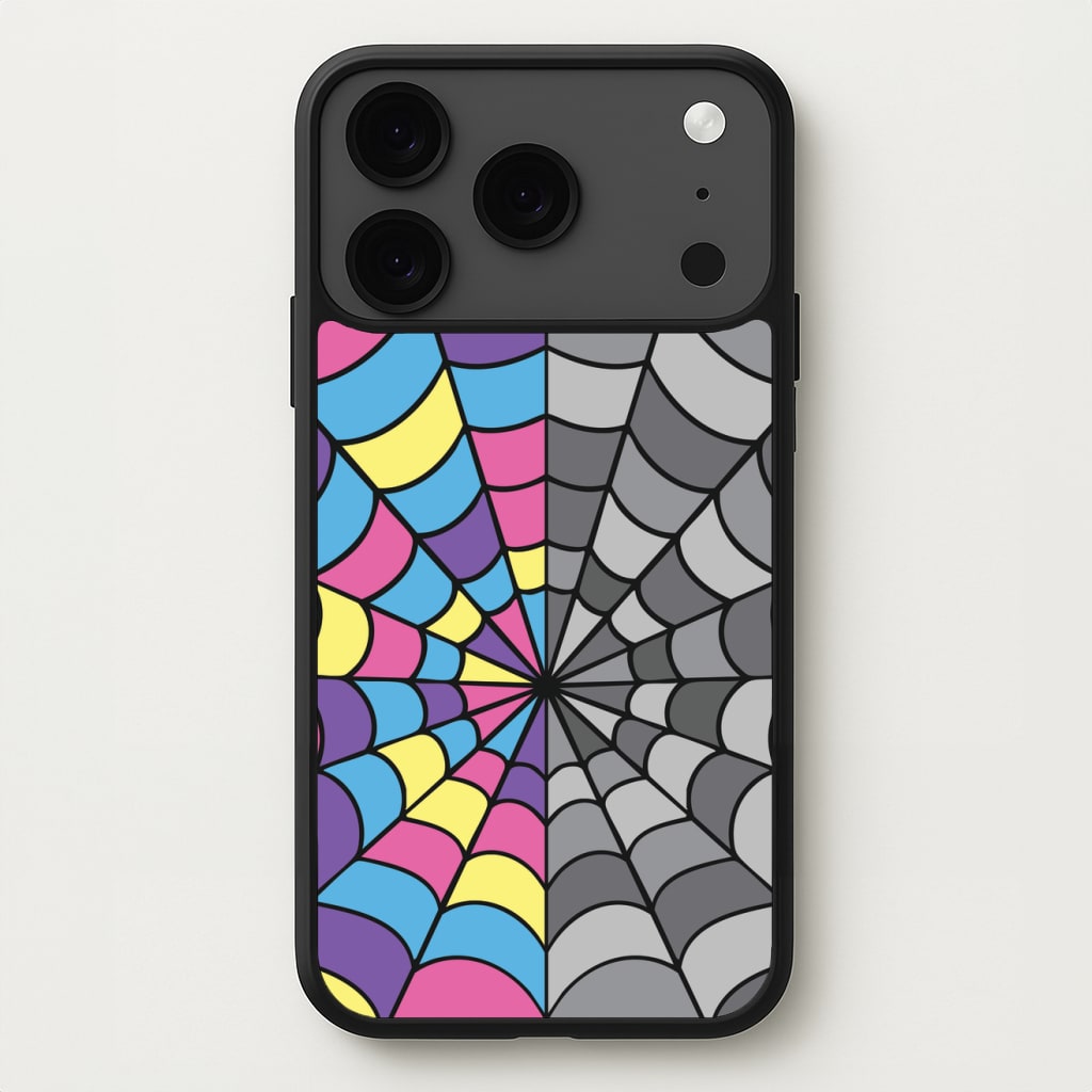 Colourful And Gray Spiderweb Phone Case for iPhone 17 Pro