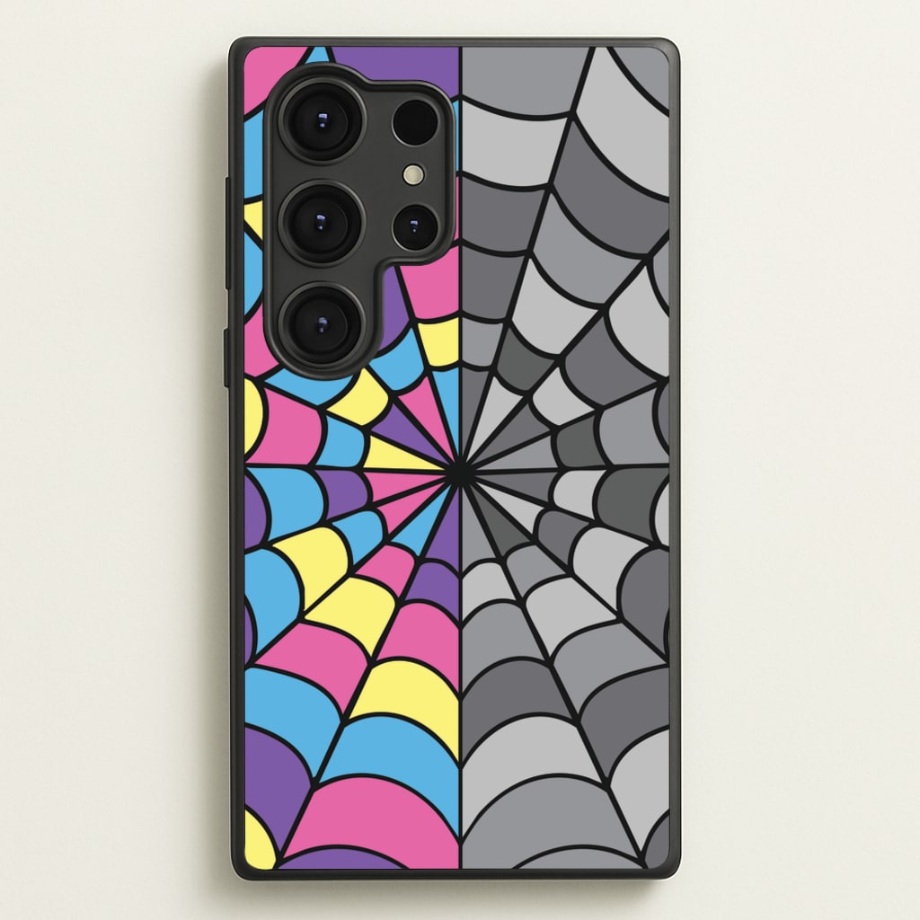 Colourful And Gray Spiderweb  - Wednesday Phone Case for Galaxy S25 Ultra