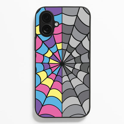 Colourful And Gray Spiderweb  - Wednesday Phone Case for iPhone 16 Plus