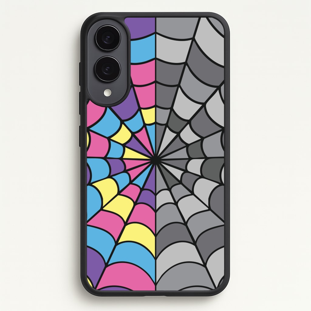 Colourful And Gray Spiderweb  - Wednesday Phone Case for Galaxy S25 Edge