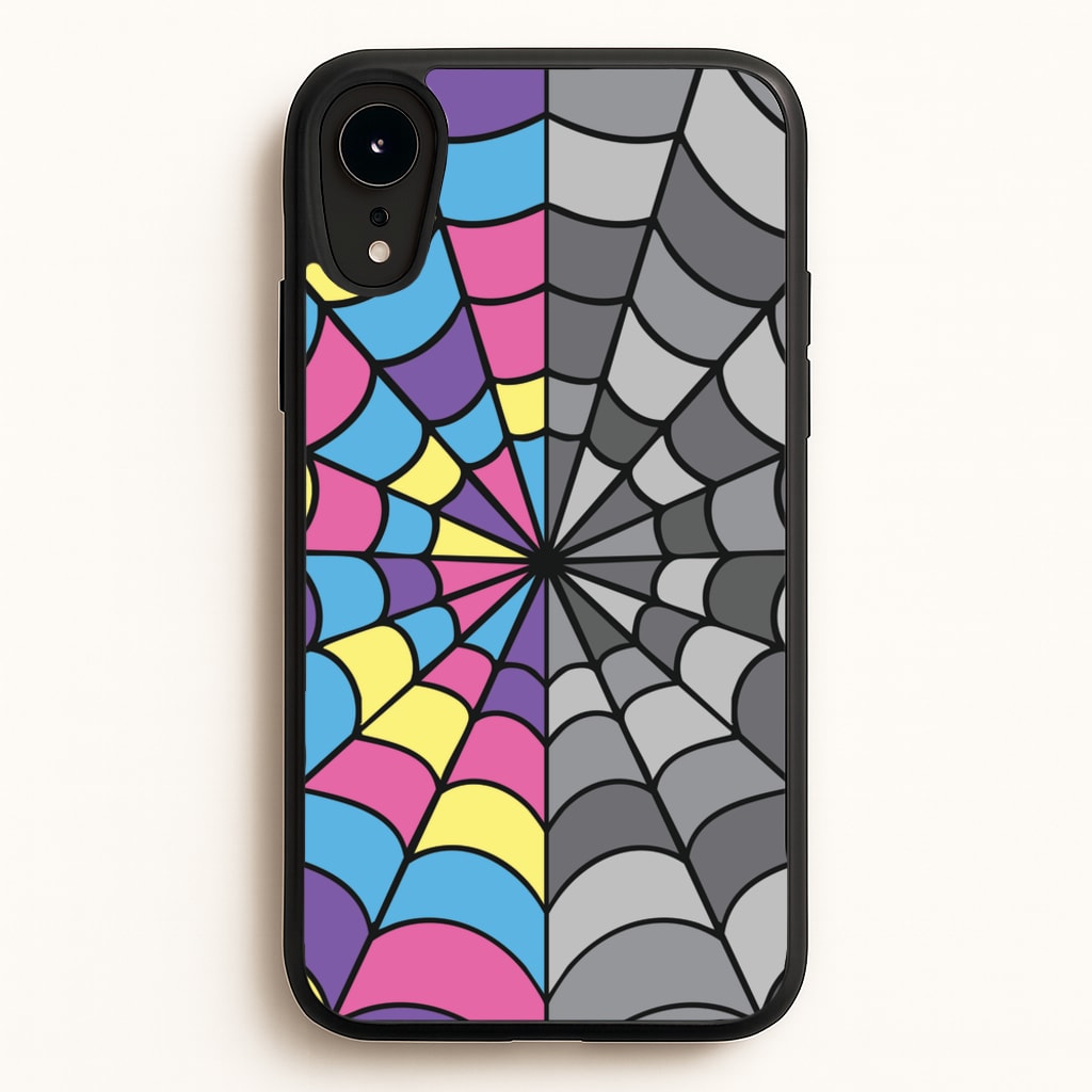 Colourful And Gray Spiderweb  - Wednesday Phone Case for iPhone XR