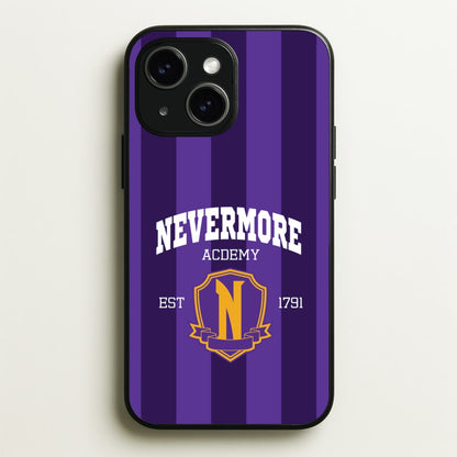 Addams Academy Purple  - Wednesday Phone Case for iPhone 15