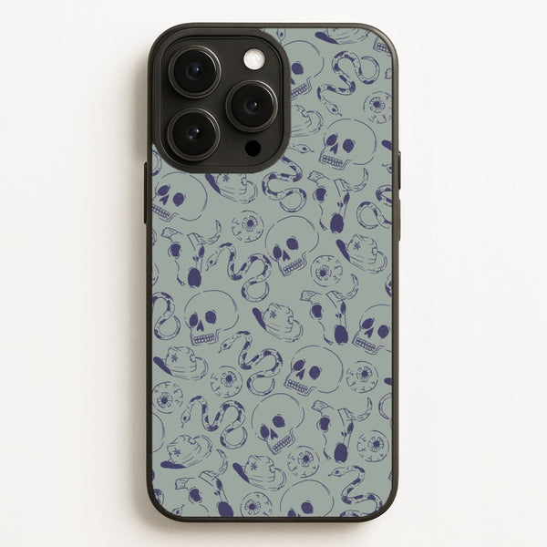 Blue Snakes And Skulls - Western   - Western Phone Case for iPhone 16 Pro Max