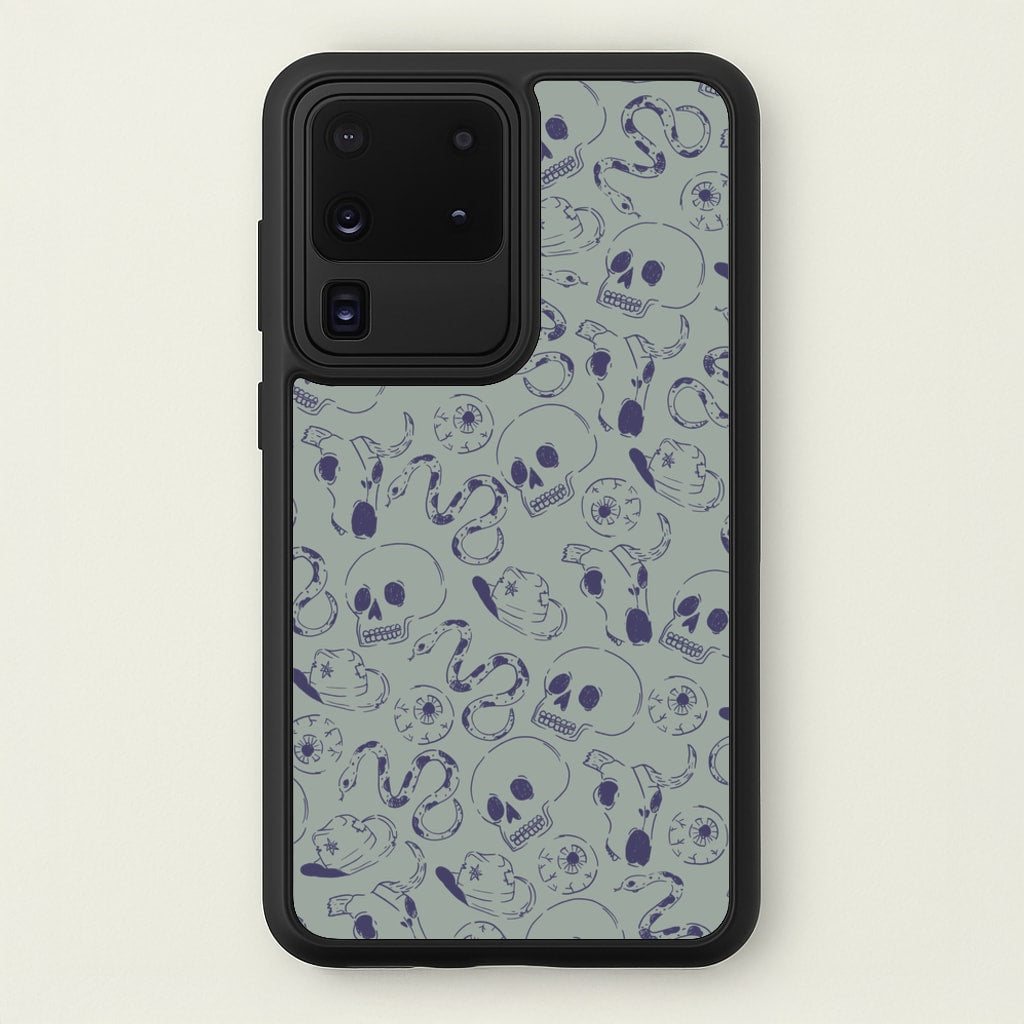 Blue Snakes And Skulls - Western   - Western Phone Case for Galaxy S20 Ultra